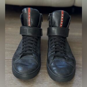 Prada Black America’s Cup High-Top Sneakers Authentic US 12 EU 41